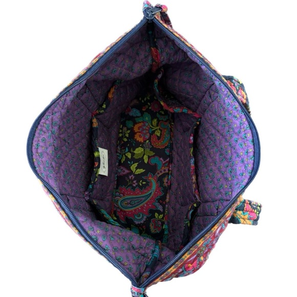 Stephanie Dawn Shoulder Bag Zippered Tote Plum Floral Purse Preppy Boho 14x8x4” - Picture 7 of 10